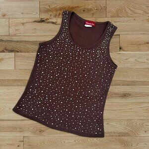 Vintage Y2K Panhandle Slim USA chocolate brown bedazzled tank top 🍫